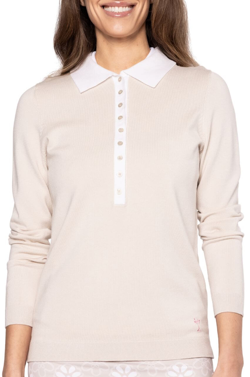 Khaki Button Polo Sweater