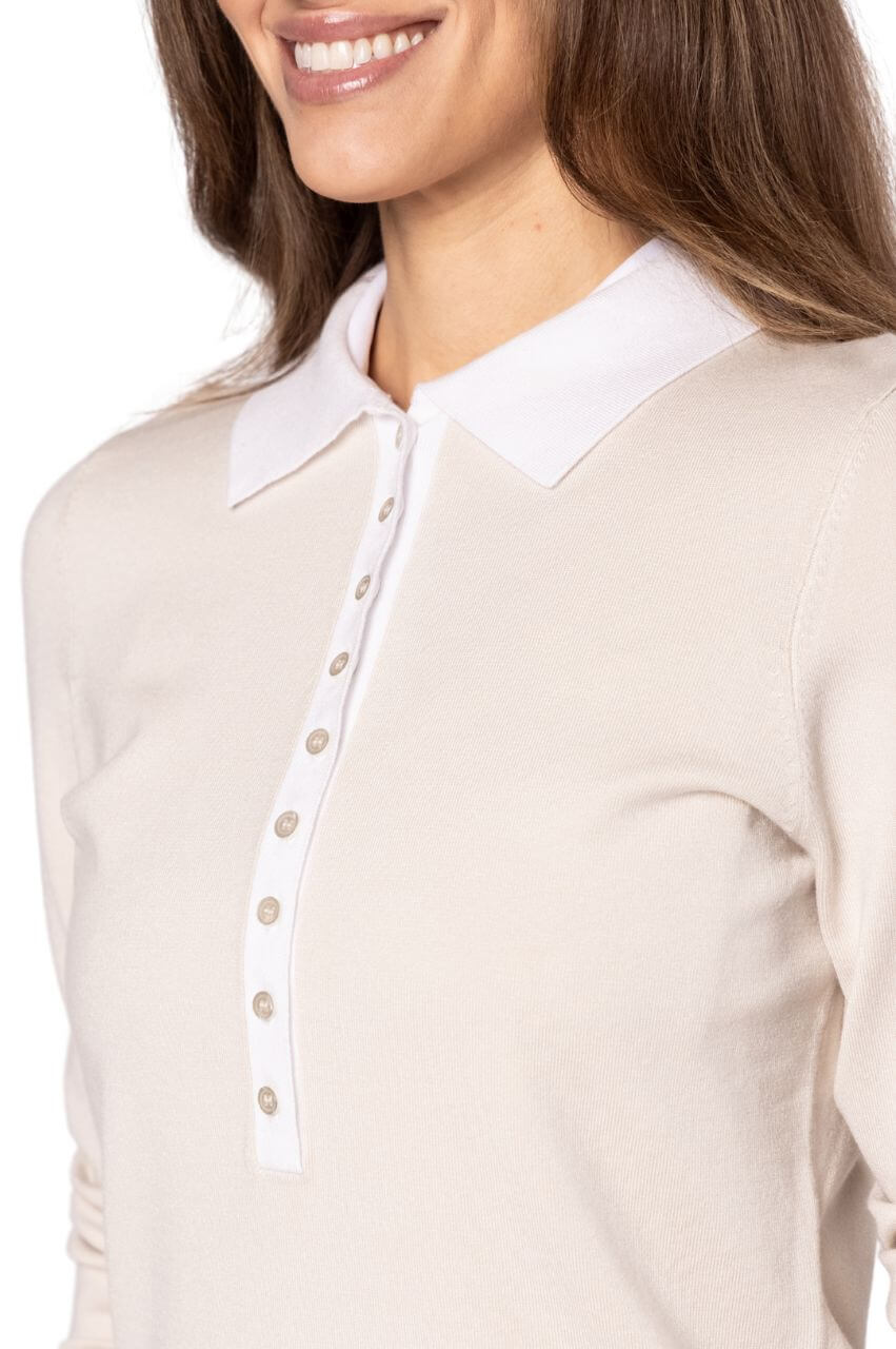 Khaki Button Polo Sweater