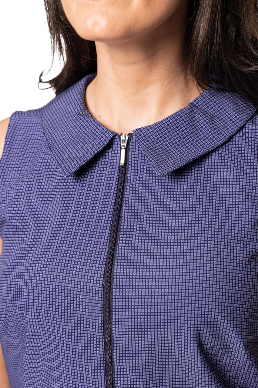 Navy Plaid Timeless Pleated Dress