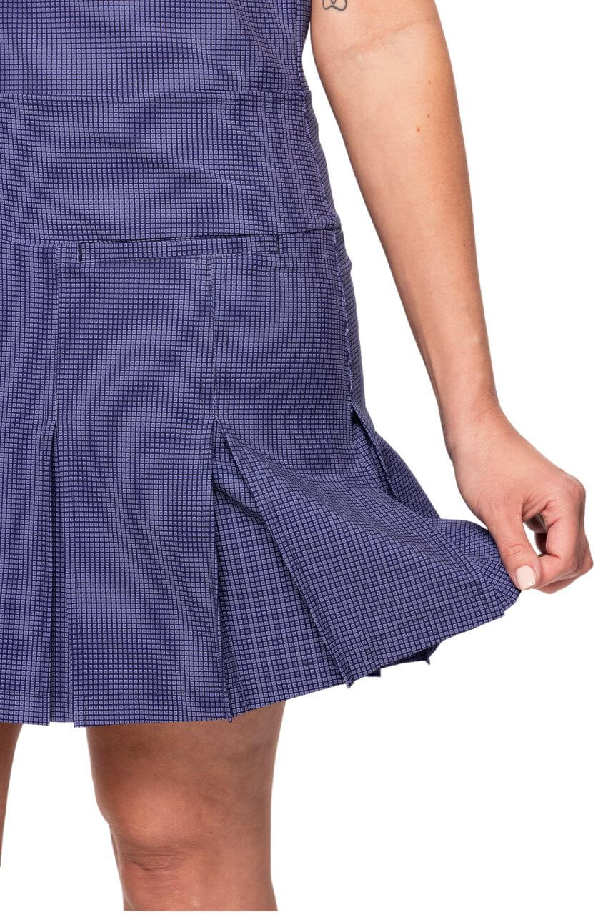 Navy Plaid Timeless Pleated Dress