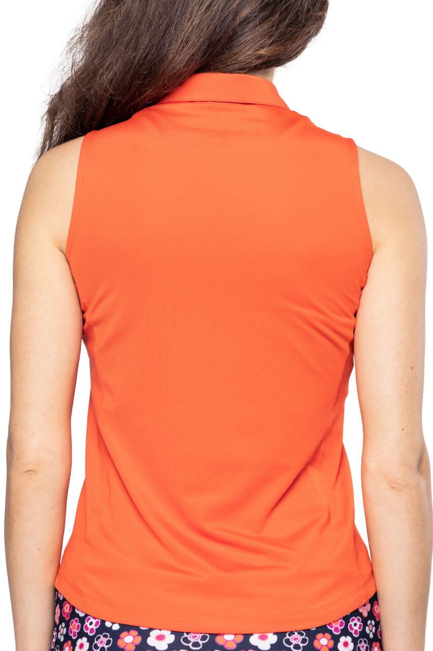 Orange/White Sleeveless Zip Polo
