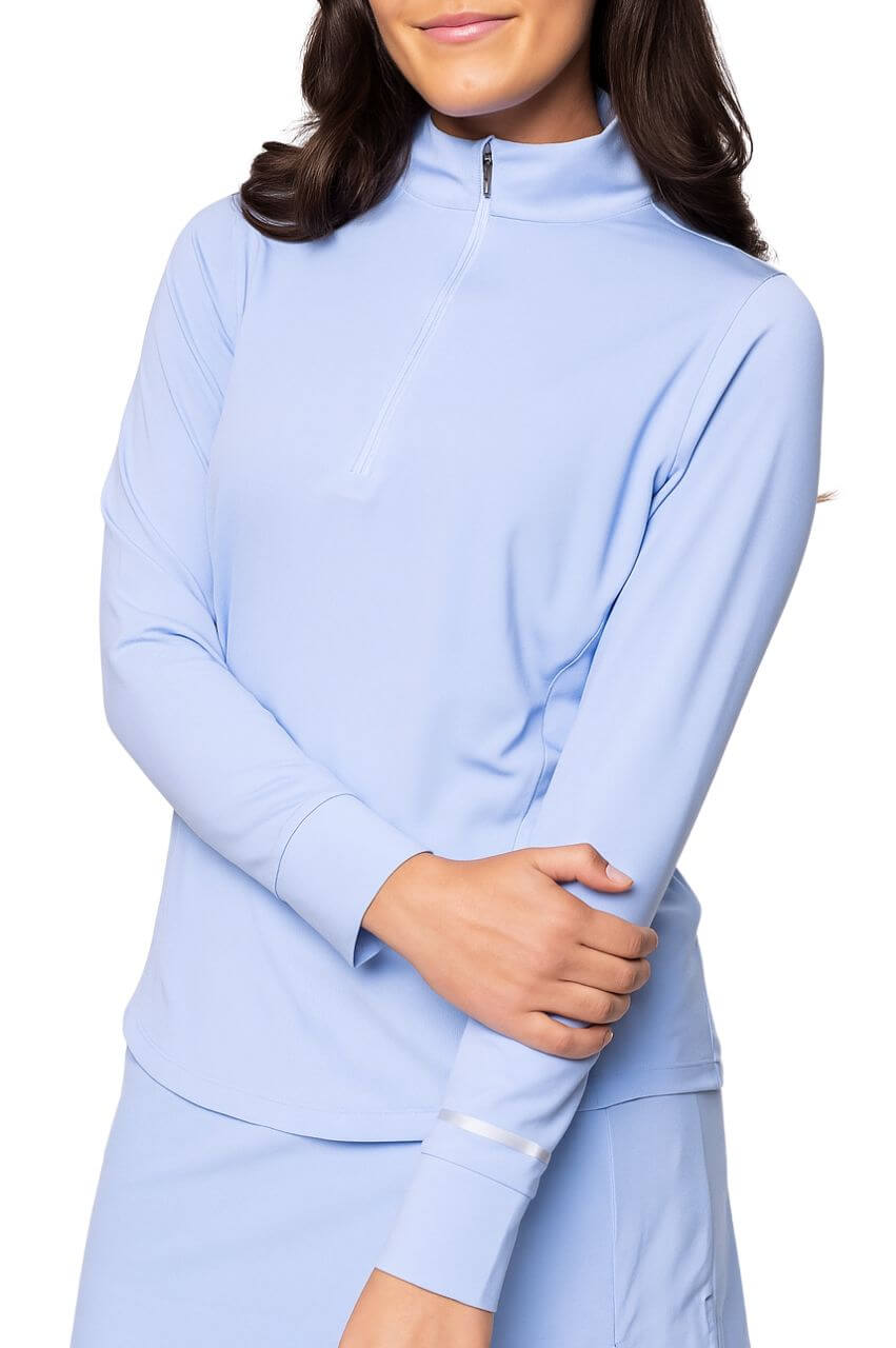 Seersucker Blue Fabulous Mock Pullover