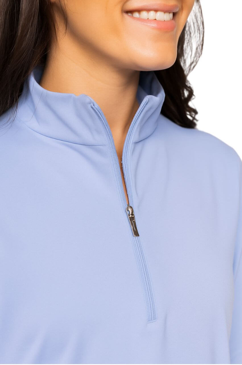 Seersucker Blue Fabulous Mock Pullover