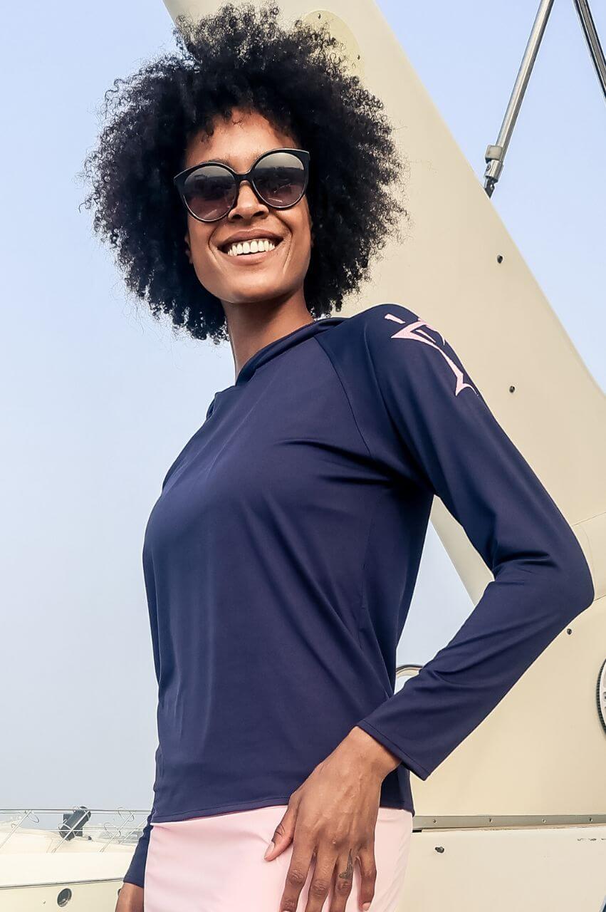 Navy/Rose Pink Martini Hoodie