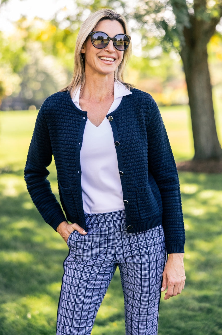 Navy Varsity Cardigan