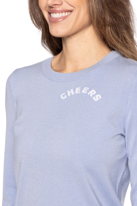 Seersucker Blue CHEERS Crewneck Sweater