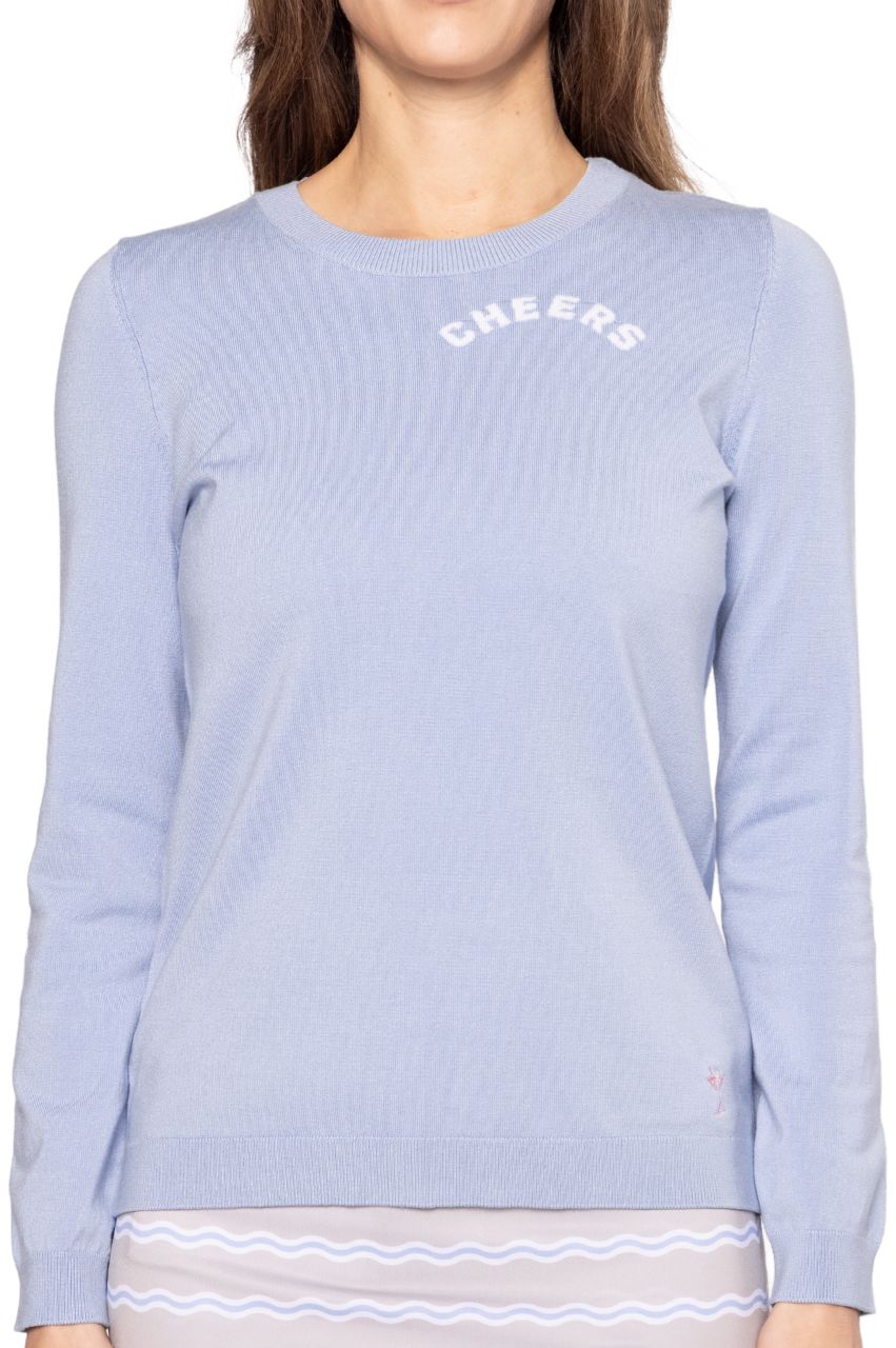 Seersucker Blue CHEERS Crewneck Sweater