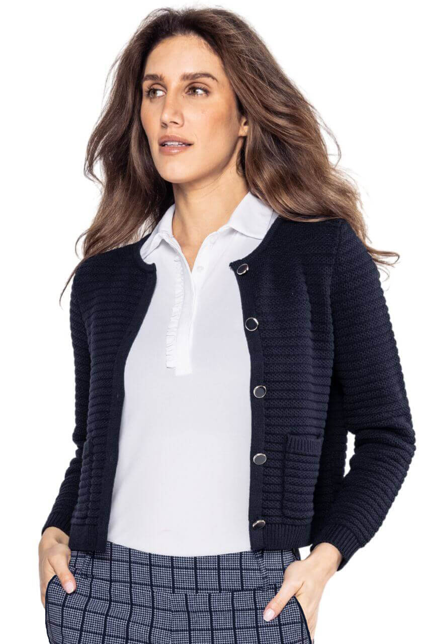 Navy Varsity Cardigan