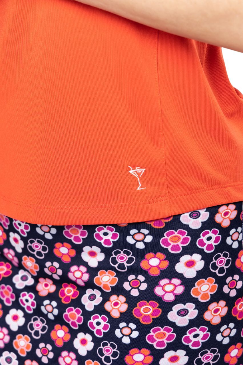 Orange/White Sleeveless Zip Polo