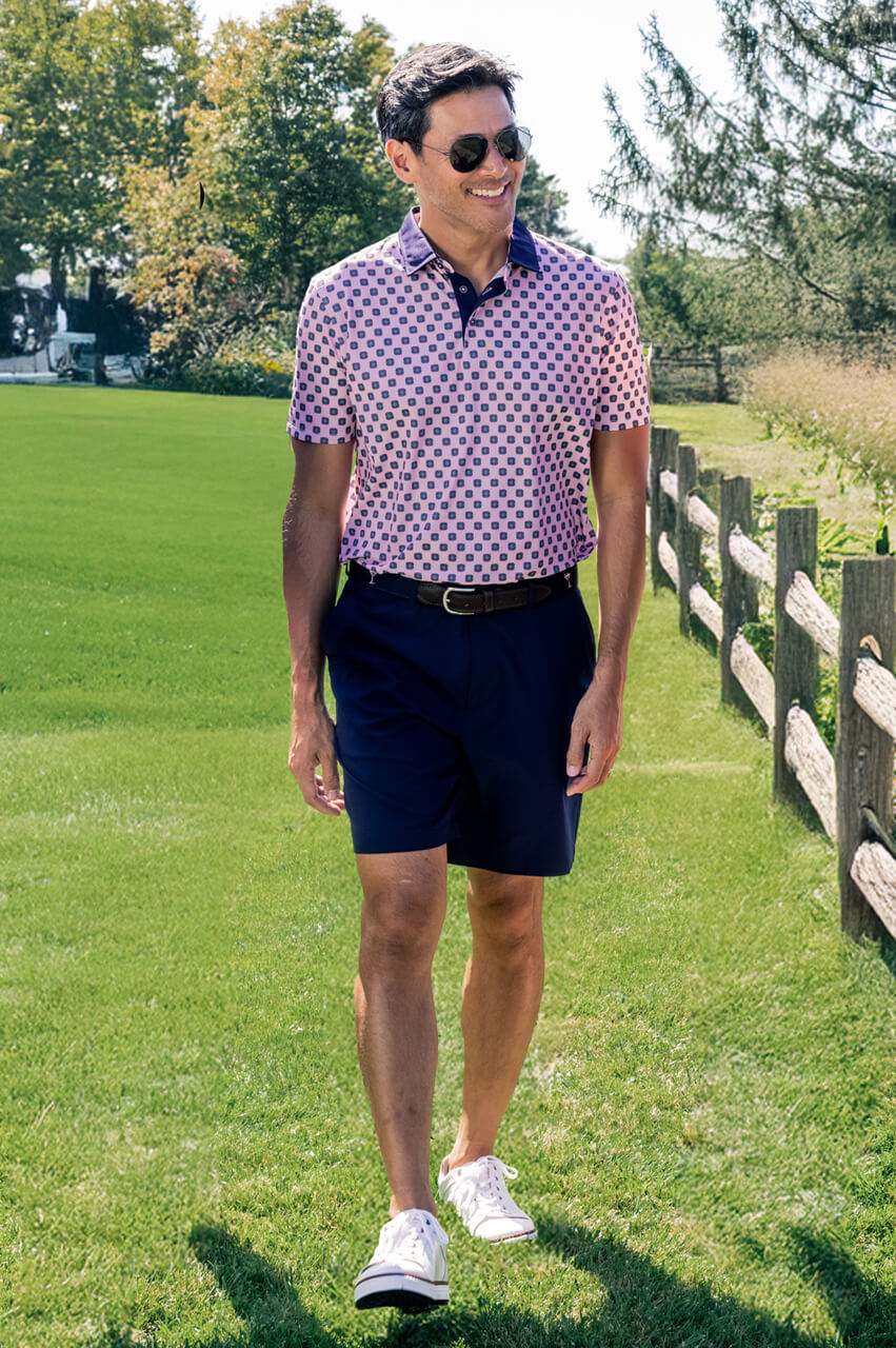Men's Pink Medallion Pique Polo
