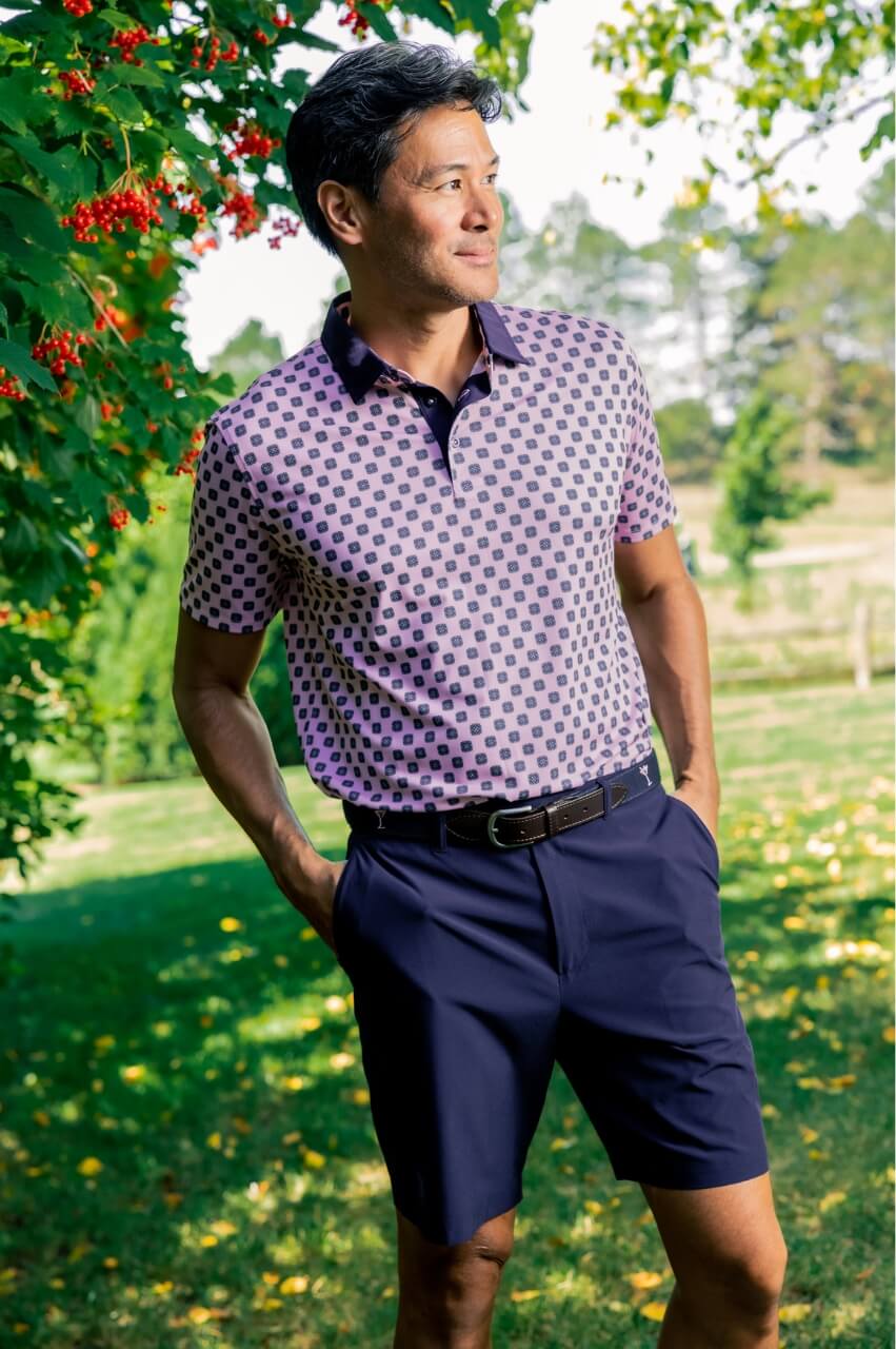 Men's Pink Medallion Pique Polo