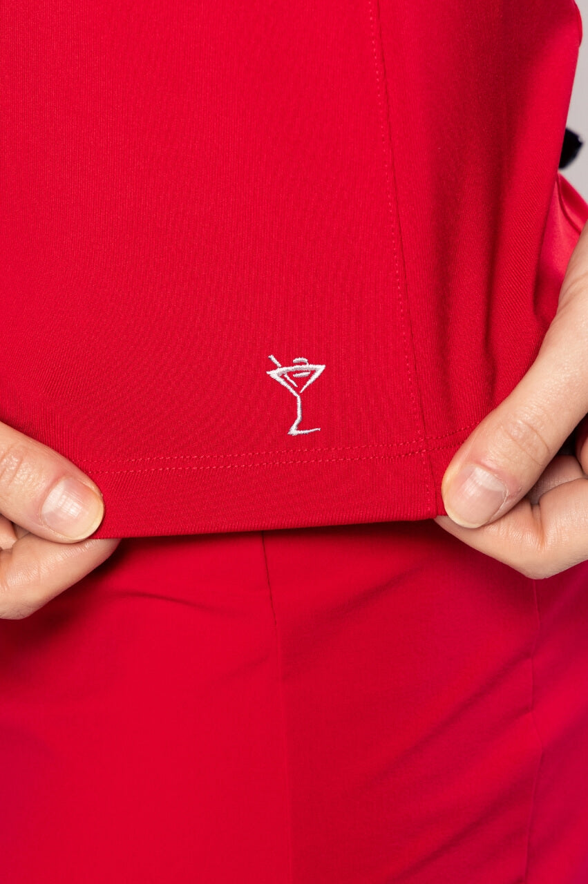 Red Sleeveless Zip Polo