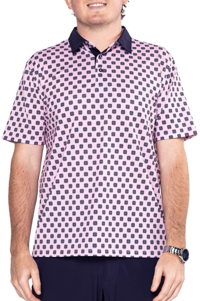 Men's Pink Medallion Pique Polo