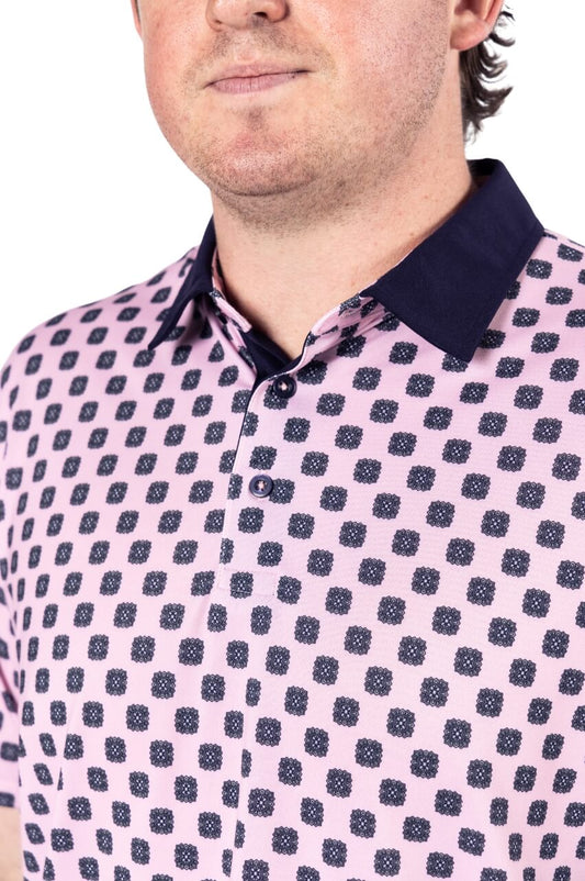 Men's Pink Medallion Pique Polo