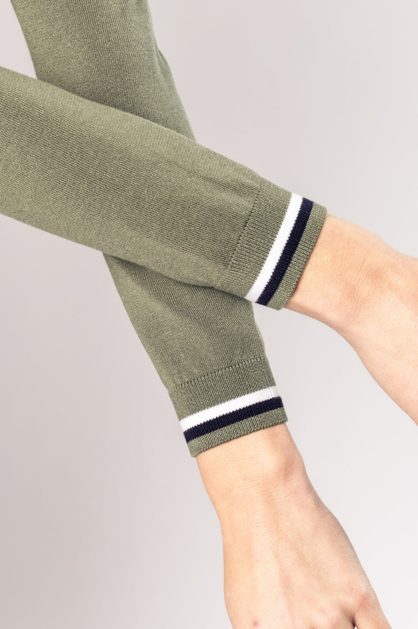 Olive Stretch V-Neck Sweater