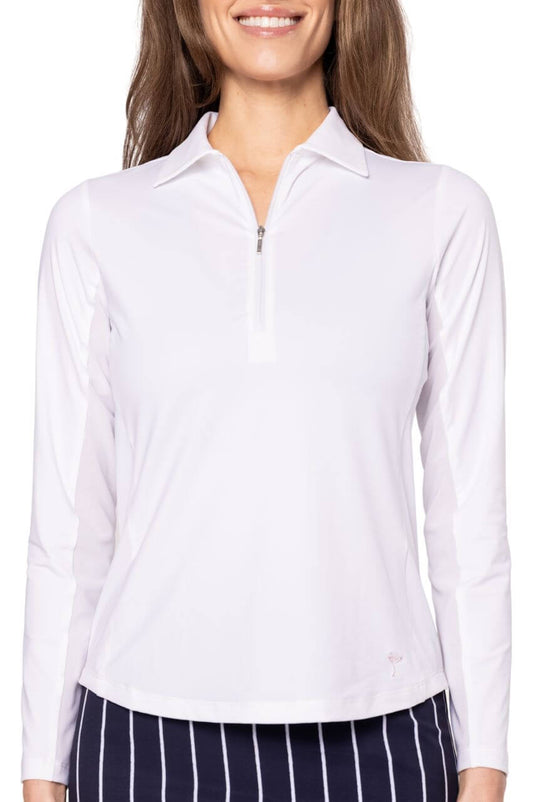 White Long Sleeve Cool Girl Polo | Conway Farms