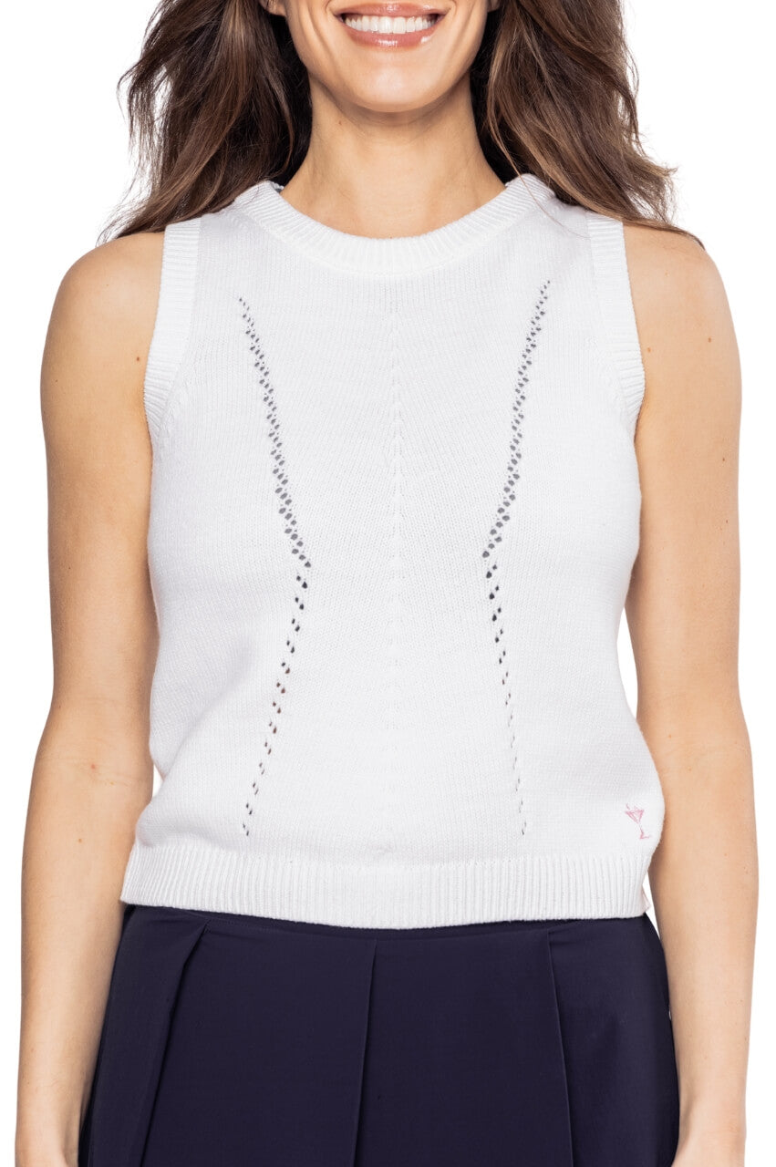 White Varsity Sweater Vest