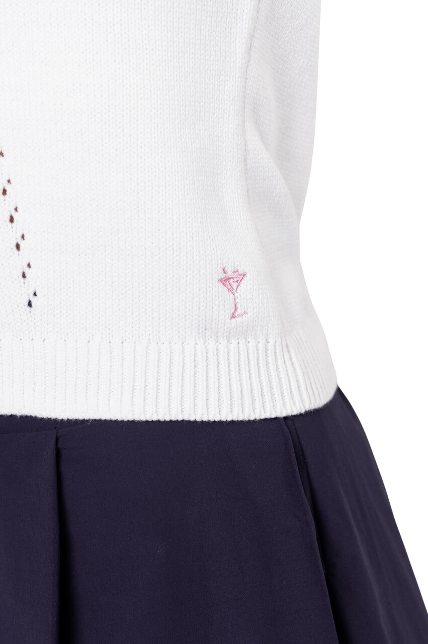 White Varsity Sweater Vest