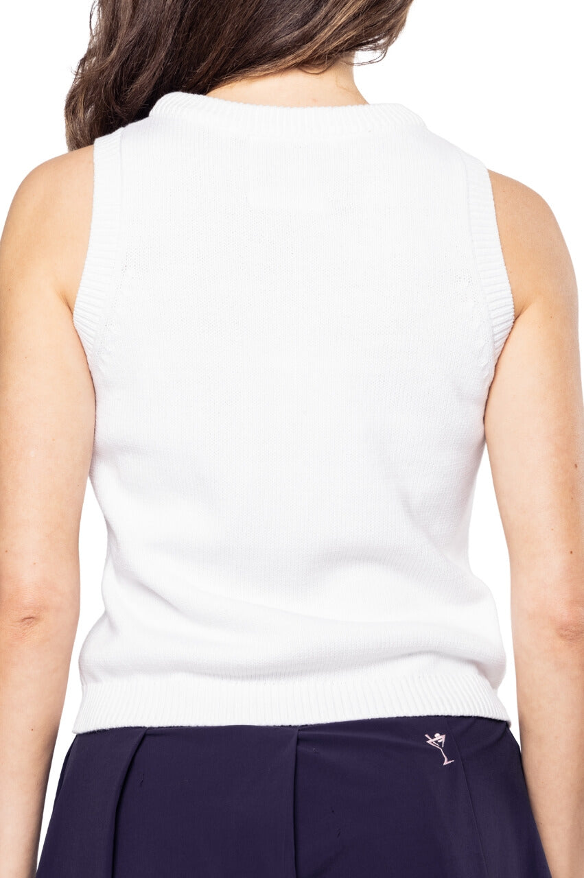 White Varsity Sweater Vest