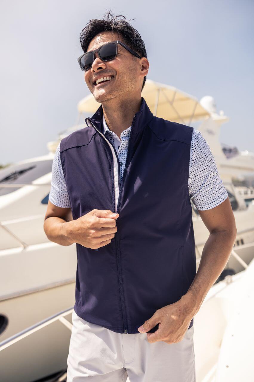 Men's Navy Range Time Vest - GolftiniMen's Tops
