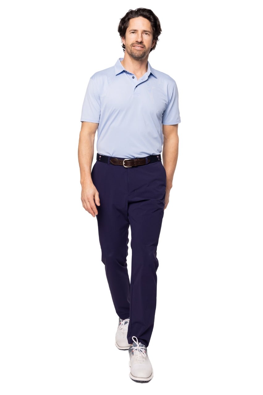 Men's Seersucker Blue Pique Polo - GolftiniMen's Tops