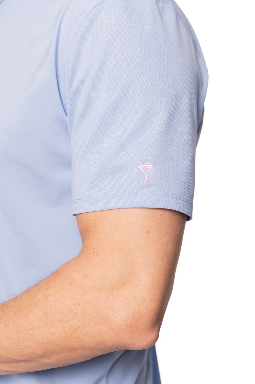 Men's Seersucker Blue Pique Polo - GolftiniMen's Tops