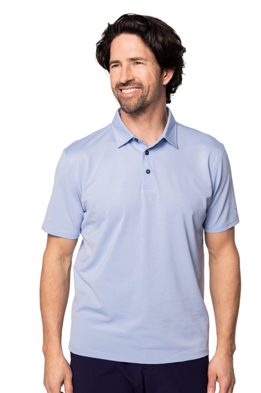 Men's Seersucker Blue Pique Polo - GolftiniMen's Tops