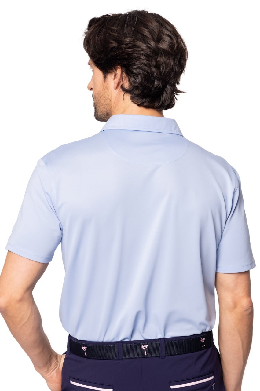 Men's Seersucker Blue Pique Polo - GolftiniMen's Tops