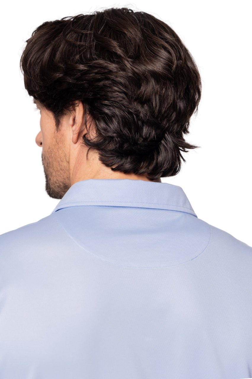 Men's Seersucker Blue Pique Polo - GolftiniMen's Tops