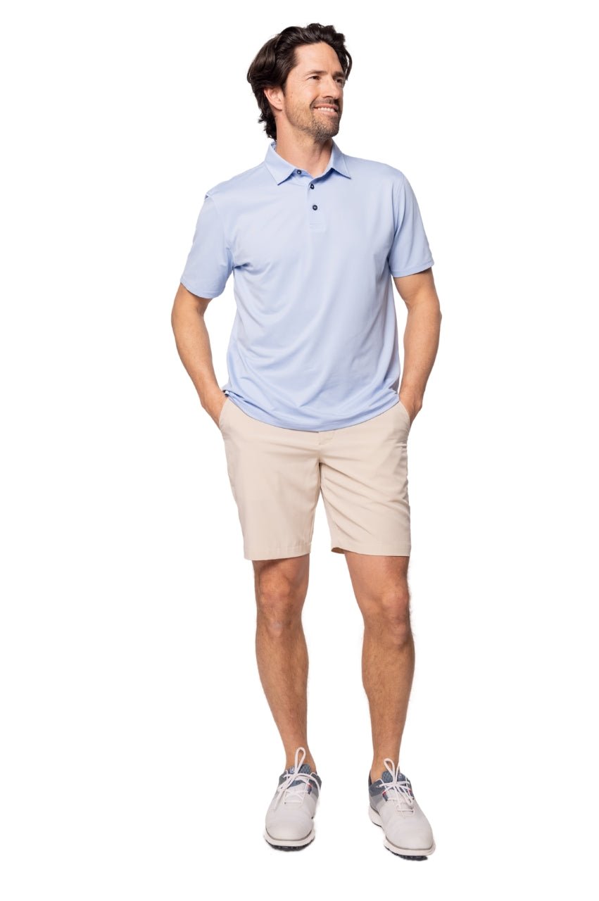 Men's Seersucker Blue Pique Polo - GolftiniMen's Tops