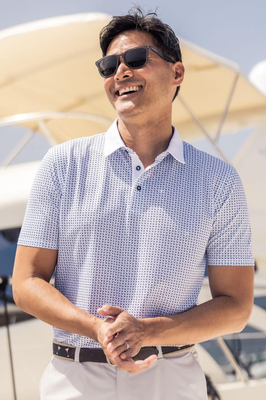 Men's Tilted Plaid Pique Polo - GolftiniMen's Tops