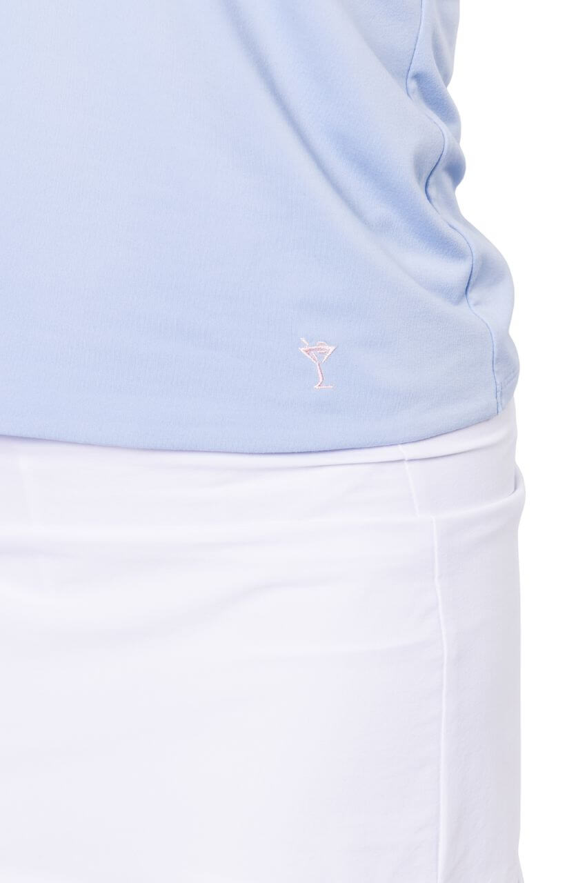 Seersucker Blue Sleeveless Lisa Sport Polo - GolftiniTops